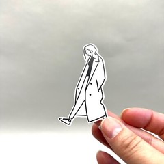 Black and White Simple Sketch Girl Stickers Journals Planners Collage