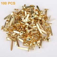 100 PCS Mini Brads, Brass Fasteners 20 x 8mm, Small Metal Brad for Paper Crafts