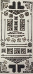 HERITAGE Stickers(48pc)5-1/2”x12”MAMBI•Antique•Spindle •Photo Corner•Leaves•Rods