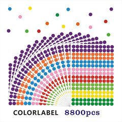8800 PCS Colored Dot Stickers 1/2 Inch Round Dot Stickers Small 8 Color Coding L