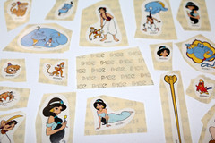 LOT OF 45 VINTAGE VERY RARE DISNEY WORLD CUT ALADDIN STICKERS NEW & UNUSED!