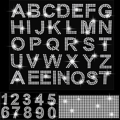 3 Sheets Glitter Letters Rhinestone Sticker Letter Bling Crystal Alphabet Number