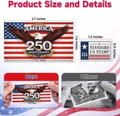 500 PCS Patriotic 250th Independence Anniversary Stickers Roll American Flag