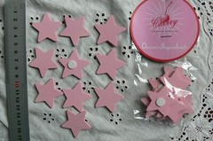 Solid Wood STARS 37mm Across – PINK – 10 Pack – C-3026 Cherry T2DH