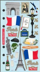 Paris France Stickers – Eiffel Tower, Arc de Triomphe, French flag, Mona Lisa