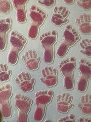 PASTEL PINK BABY GIRL PRINTS Mylar Glitter Stickers(18pc) Sticko…Newborn…Hands…