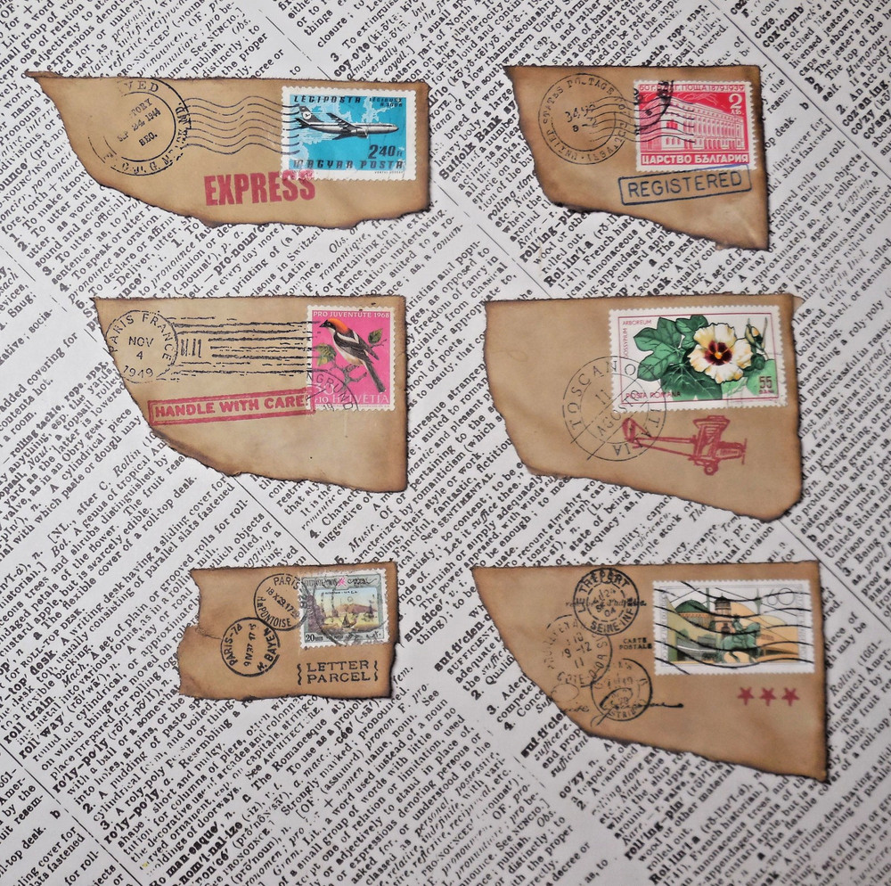 Handmade Embellishments Postal Theme Mail Art Junk Journal Ephemera Papercrafts