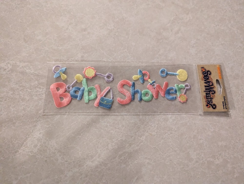 Vintage Stickopotamus Sticko Sew Whats Embroidered Baby Shower Stickers 8” -NEW
