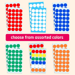 600 Pack, 1″ round Colored Dot Stickers Labels – 6 Colors