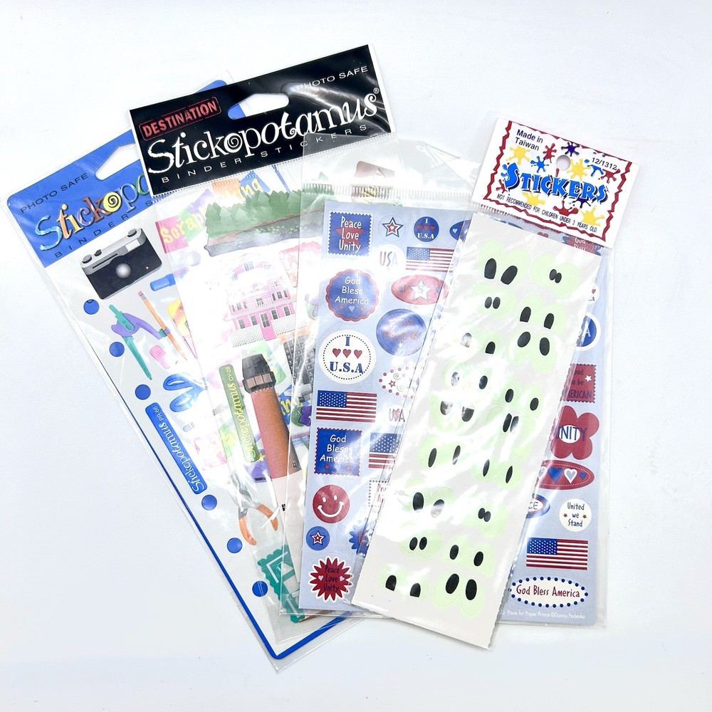 Vtg Stickopotamus Travel Sticker Lot USA Patriotic New Jersey Scrapbook Paper