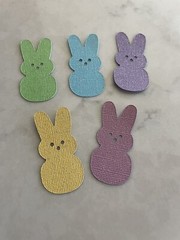 20 Easter Bunny Peep Peeps Paper Die Cut Glitter Cardstock Pieces scrapbooking