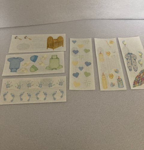 Creative Memories – Lot of 6 Sticker Strips – Baby Boy Theme – New & Used –