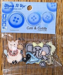 Dress it up Memory Mates- Cute & Cuddly- Animal Buttons Scrapbook Embellishments