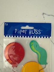 Paper Bliss Adhesive Accent 4PC Multi-Color Balloons w/Wire Scrapbooking Craft