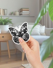 Black and White Butterfly Die Cut Stickers Set Scrapbooking Laptop Waterbottle
