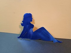 Vintage Stickers MUD FLAP GIRL Glossy Foil Vending Sticker VTG PVI Blue 01