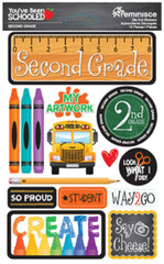Scrapbooking Crafts Stickers 3D School Second 2nd Grade My Artwork Bus Student