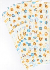 5 LARGE sheets ABC Brown Round Flowers Upper Lower Case Scrapbook Stickers