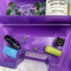 Lot of Crafting Supplies beads jewelry making bobbins glitter paint trays