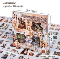 100 Sheets Vintage Girls Scrapbook Stickers – Retro Decorative Transparent PE…