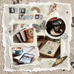 300 Pcs Vintage Stickers, Junk Journal Supplies, Cute Stickers for Journaling Su