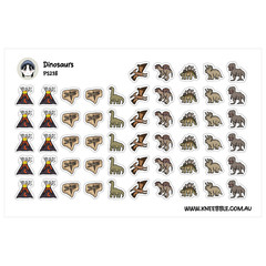 Dinosaur Themed Planner Stickers – T Rex, Fossils, Triceratops, Stegosaurus, Pte