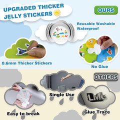 Reusable Jelly Sticker Books for Toddlers, 3D Waterproof Sticker Books, Travel T