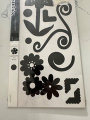 American Craft Remarks Decorative Sticker Bk Black Accent Bk 2 Flower Vine 50+PC