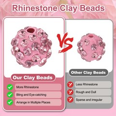 105 Pcs 10mm Rhinestone Clay Beads for Jewelry Making, AB Color