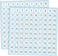 Versatile 1-100 Number Stickers: 25 Sheet Set of Self-Adhesive Labels, 0.4»