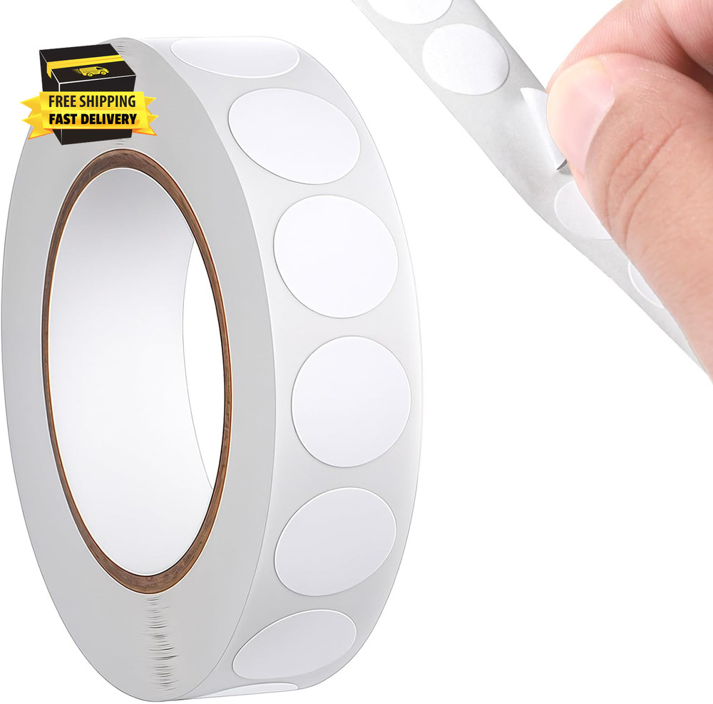 1000 Pcs White Dot Stickers, 0.5 Inch round Sticker Labels, Blank Sticky Dots St