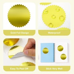 Embossing Stickers 300Pcs 2» Gold Foil Seals Stickers for Certificates Self …