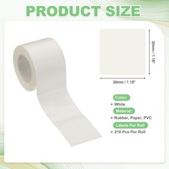 210 Pcs Thermal Sticker Paper, 1.2×1.2″ Square Thermal Printer Label, White