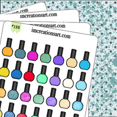 Nail Polish Beauty Salon Reminder Hand Drawn Planner Stickers Organizer