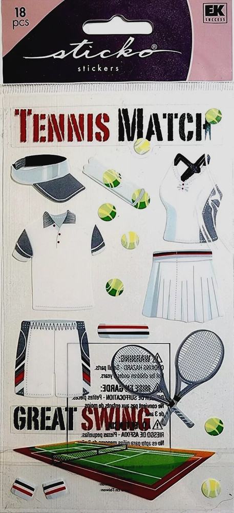 TENNIS Female Male Outfit Court Racquet Racket Ball Swing Match Sticko Stickers