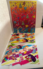 Vintage Lisa Frank Stickers Christmas Kittens Stockings Flamingos Used