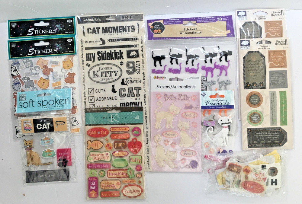 Lot of 10 Cat Sticker Sheets New Cloude9 Design Sandylion Art Warehouse Marcella