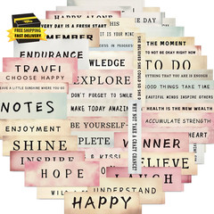 Vintage Motivational Aesthetic Label Stickers for Scrapbook, 50PCS Inspirational