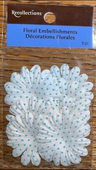 Recollections White Blue Polka Dots 12pc Floral Flowers Scrapbook Embellishments
