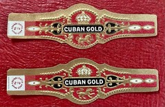 Set of 2 1920s Cuban Gold Cigar Bands – MINT New Old Stock – Unused Gold Gilt
