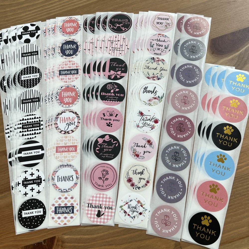 200pcs Cute Thank You Stickers 1” Small Business for Decorate Envelopes Sealing
