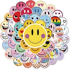 Anwyll 200Pcs Smiley Face Stickers – 2Inch Cute Smile Water Bottle Stickers for