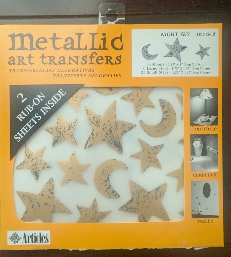 Articles Gold Stars Moons Metallic Art Transfers Ceramics Furniture Walls Paper