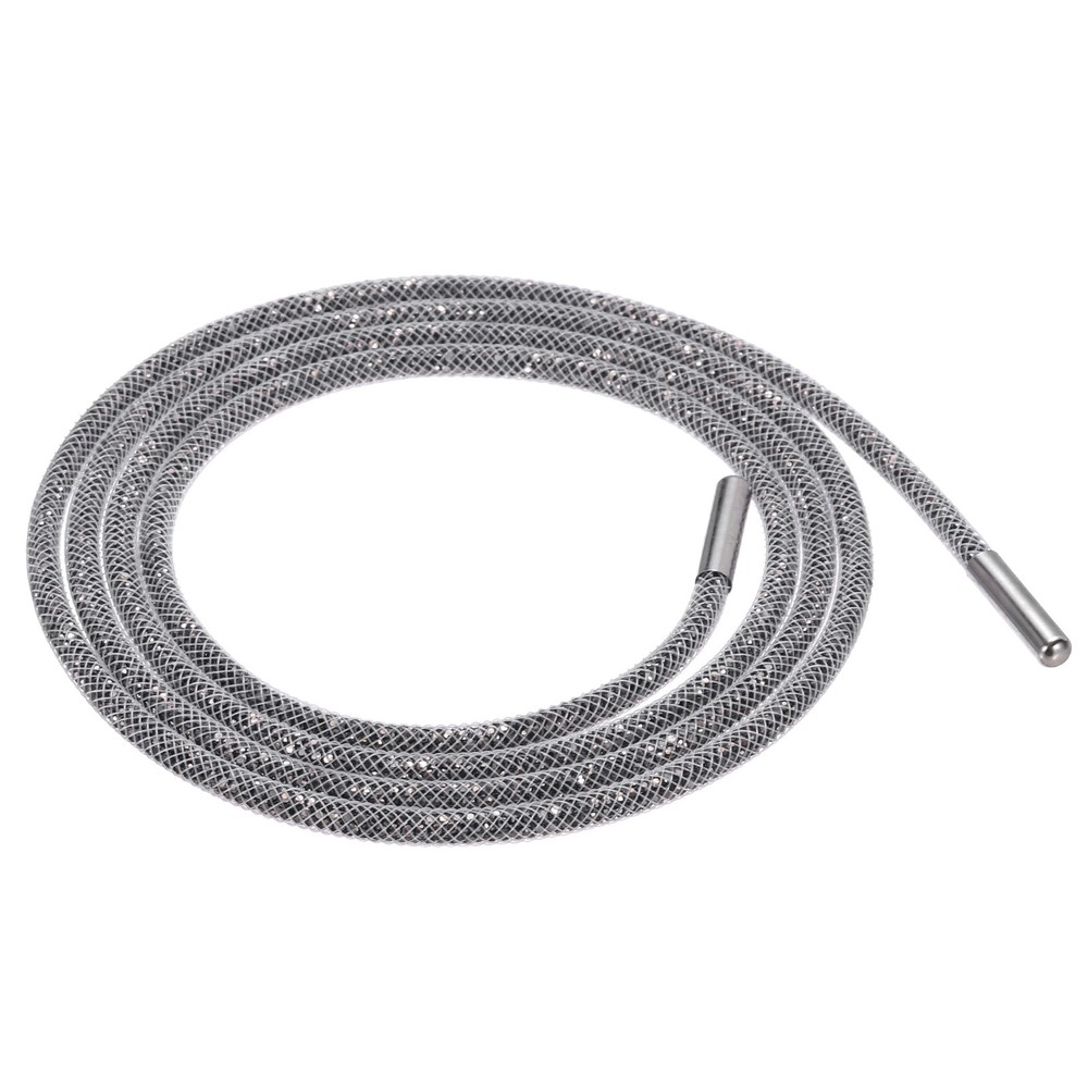 4mm x 120cm Rhinestone Tube Rope Bling Crystal White Mesh Mineral Gray Diamonds
