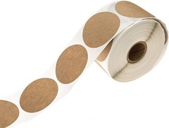 2″ Natural Brown Kraft Stickers / 500 Circle Labels Roll/Permanent Adhesive B…