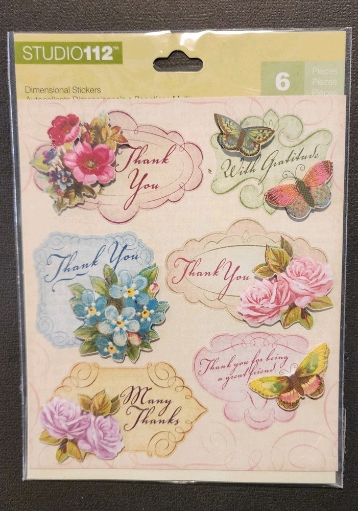 Thank You Themed Scrapbooking Stickers By Studio 112 K&Company RARE
