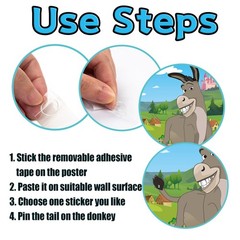 Pin the Tail on the Donkey with Tail Stickers and Eye Masks, Boys Girls Kids …