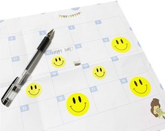 Happy Face Circle Dot Reward Stickers, 500 Labels, 1.5 Inch Yellow
