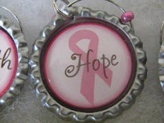 Breast Cancer Awareness Bottle Cap Wine Glass Charms ~ **Gift Idea