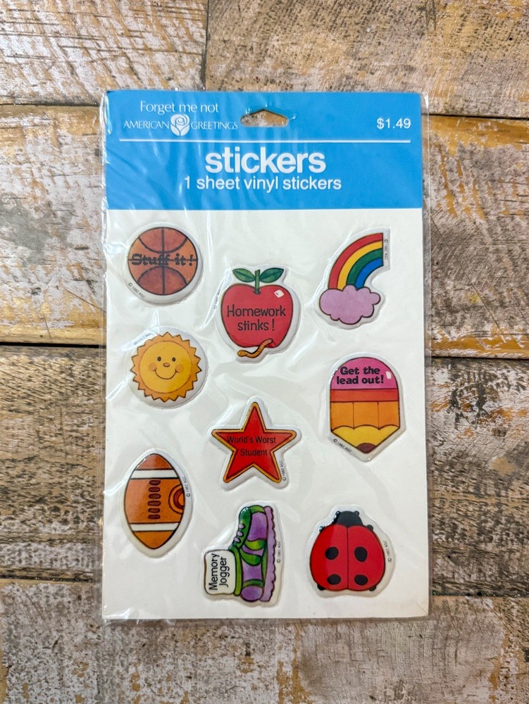 American Greetings Puffy Stickers School Rainbows Sports Kids Vintage 1982